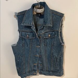 Vocal Blue Denim Studded Vest